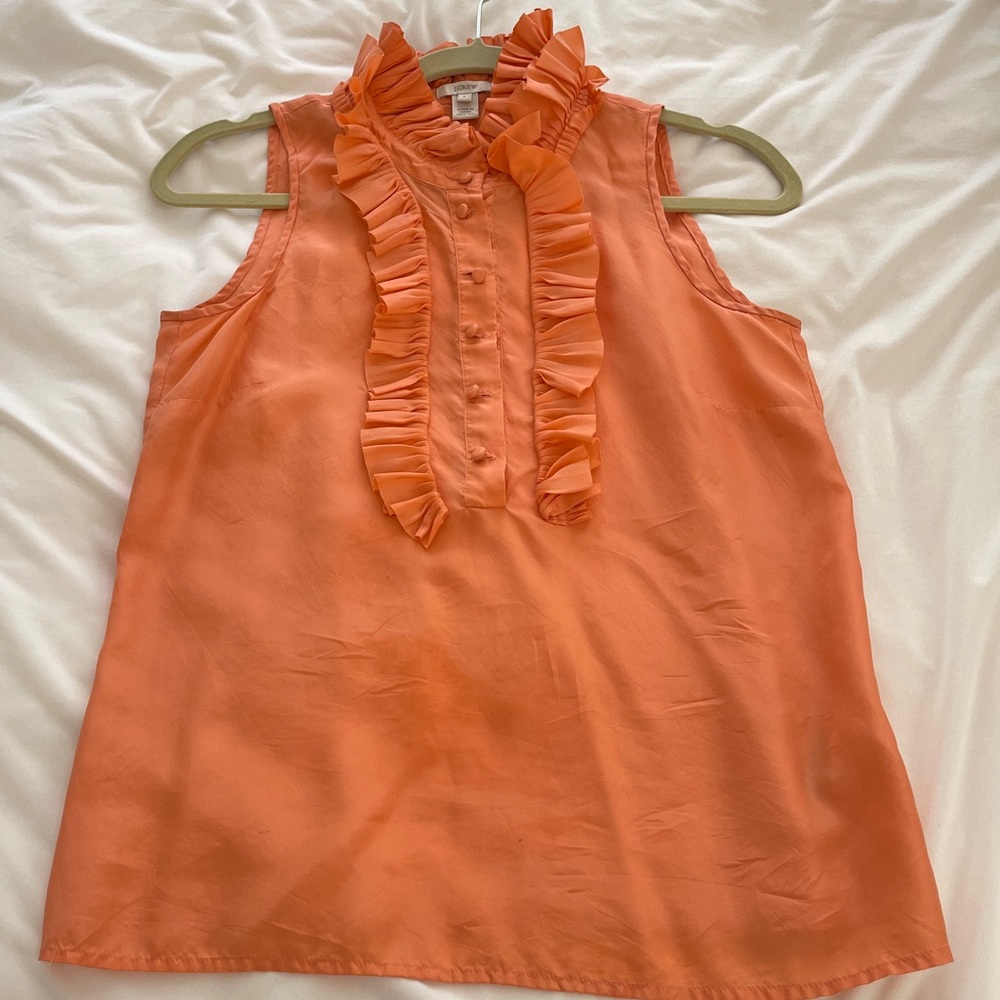 J crew 100% silk peach sleeveless top 🍑 size 2